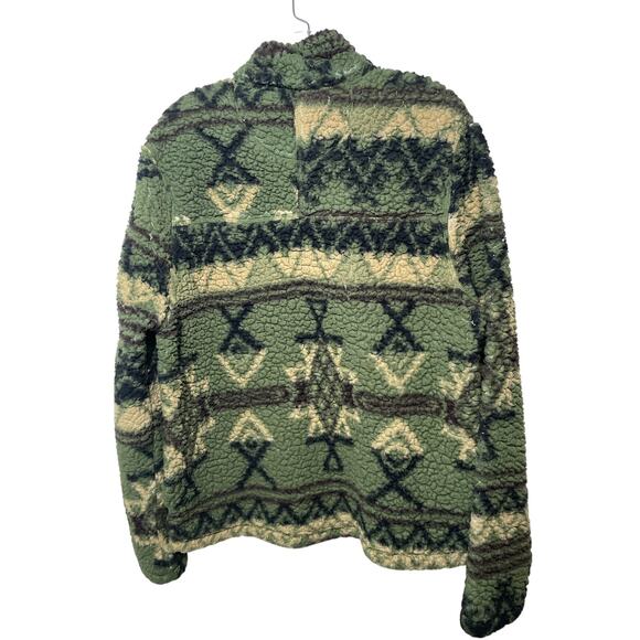 Natural Blue by Visitor Men's Green Yellow Sherpa Pullover Sweatshirt Size Large - Picture 2 of 2